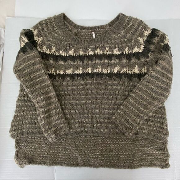 Free People Chunky Earthy Nordic Sweater Boho Cabincore SouthWestern Small - Picture 12 of 13